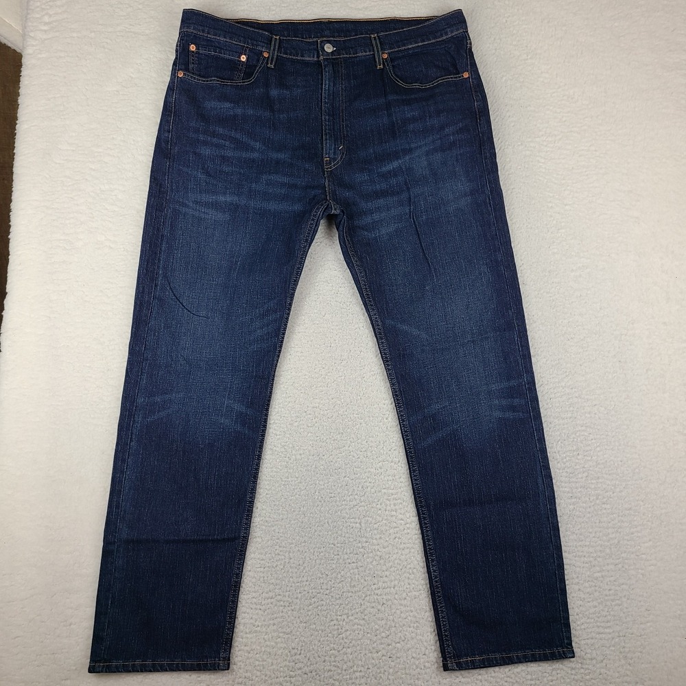 Levi's 505 Jeans Mens 40x32 Blue Regular Fit Straight Waterless Dark Wash Denim